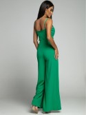 Elegant jumpsuit with straps and slits, green AZRT035